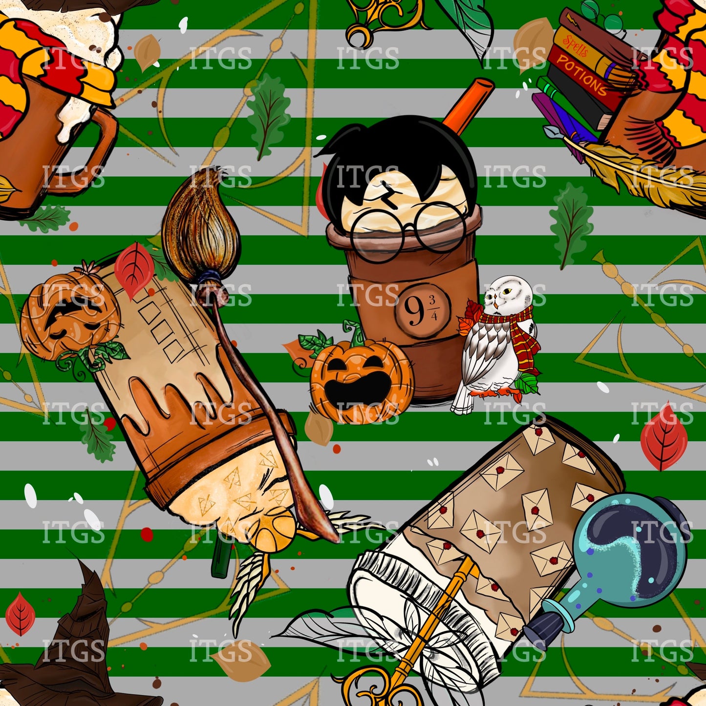 Wizard Drinks - Olive Green Striped - Exclusive